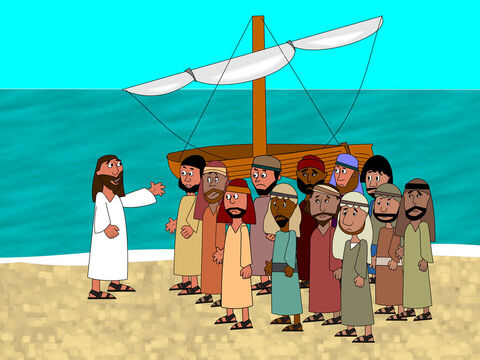 Once at the end of a busy day Jesus asked His disciples to get into their boat and go to the other side of the lake. – Slide 1