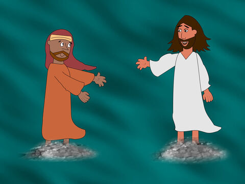 So Peter got out of the boat and began to walk on the water towards Jesus. – Slide 8