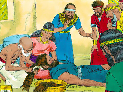  Delilah lulled Samson to sleep with his head in her lap, and then she called in a man to shave off the seven locks of his hair. The Philistine rulers came with their money in their hands. Delilah cried out, ‘Samson! The Philistines have come to capture you!’ – Slide 11