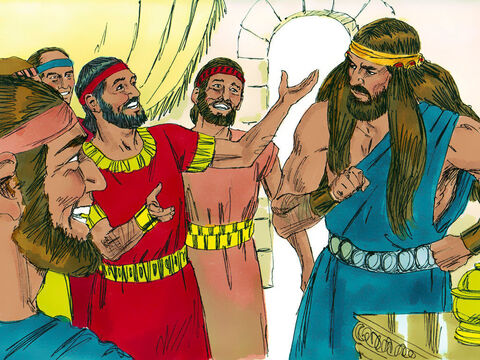 FreeBibleimages :: Samson sets a riddle :: Wedding guests are given a ...