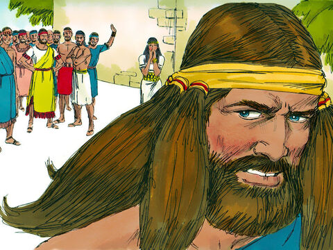 Samson was furious about what had happened, and he went back home to live with his father and mother. His wife was given in marriage to the man who had been Samson’s best man at the wedding. – Slide 20
