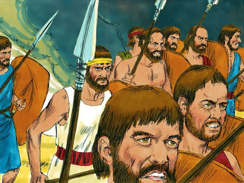 The men of Israel rushed out of Mizpah and pursued the Philistines. – Slide 20