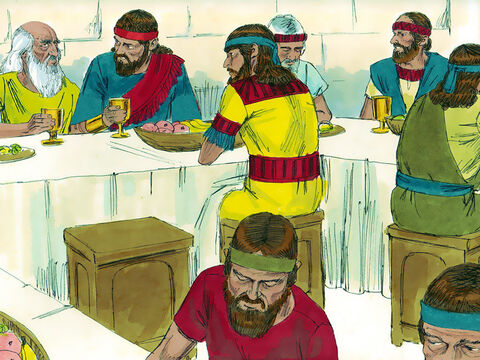 Samuel invited Saul and 30 guests to a meal and later talked with him on the roof of his house. – Slide 12