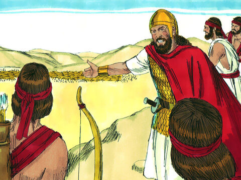 King Saul and his army set an ambush for the Amalekites in a ravine. – Slide 5