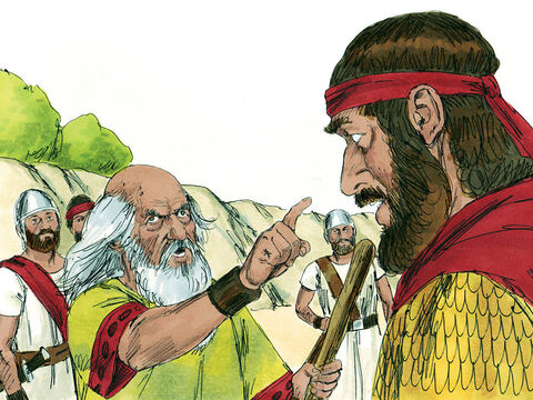 Saul explained that the animals had been plundered from the Amalekites but the best were to be sacrificed to God. Samuel replied, ‘God sent you on a mission to totally destroy the wicked Amalakites. Why did you disobey and plunder?’ – Slide 14