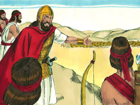 King Saul and his army went out to defend their country. They camped on Mount Gilboa but when Saul saw the Philistine army, he was afraid. – Slide 3