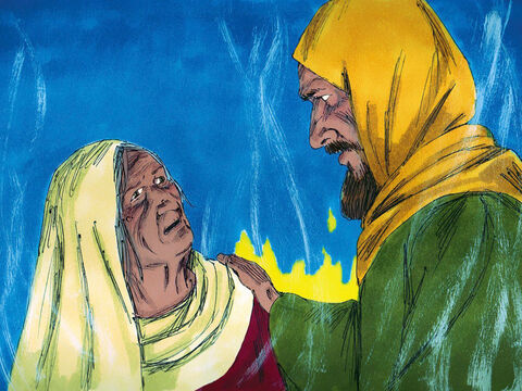 Saul promised her she would be safe. Then he asked her to call back the spirit of the prophet Samuel. When Saul heard Samuel’s voice he said, ‘I am in great trouble, Samuel. Tell me what I must do.’ – Slide 8