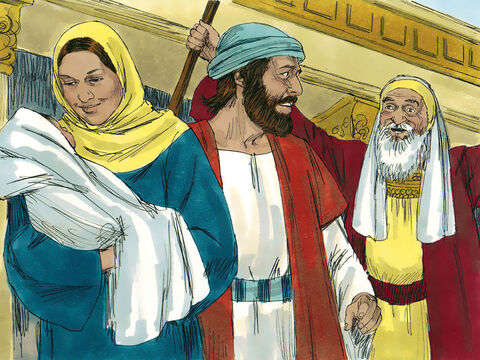 Living in Jerusalem was a old man called Simeon who had been told by God that he would not die until he had seen the Saviour God had promised to send. The Holy Spirit told Simeon to go into the Temple. – Slide 3