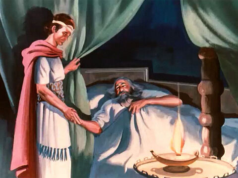 For forty years King David had ruled the people of Israel. When the time came for him to die, he called his son Solomon to his bedside, and he gave the rule of the kingdom into his hands. – Slide 1