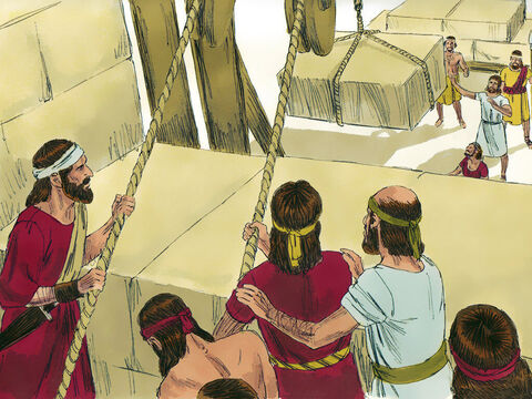 Solomon had 70,000 carriers and 80,000 stonecutters in the hills, managed by 3,300 foremen. They quarried large blocks of highgrade stone and chiseled them into shape before transporting them to the temple. In this way no hammer, chisel or iron tool was heard at the temple site while it was being built. – Slide 5