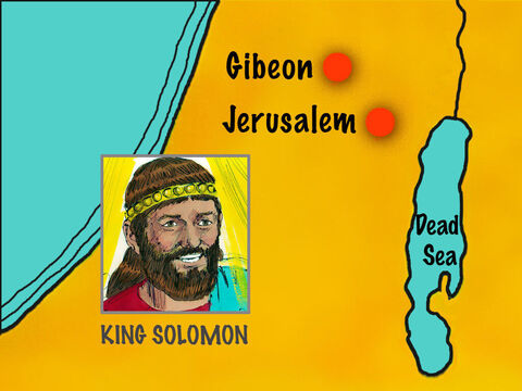 After becoming King, Solomon went to the most important high place at Gibeon to offer a sacrifice to God. – Slide 1