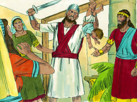 A sword was brought in. Solomon ordered, ‘Cut the living child in two and give half to one and half to the other.’ – Slide 11