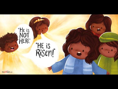 Some angels appeared. They said: “He is not here.” <br/>“He is Risen” <br/>...Just as He promised. <br/>The women were ASTONISHED! – Slide 7