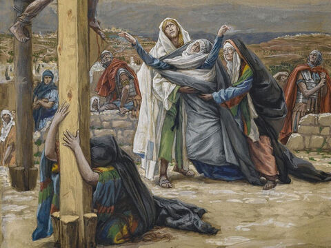 Near the cross of Jesus stood His mother, His mother’s sister, Mary the wife of Clopas, and Mary Magdalene. When Jesus saw His mother there, and John the disciple He said to her, ‘Here is your son.’ <br/>(John 19:25-26) <br/>The Sorrowful Mother - James Tissot - Brooklyn Museum. – Slide 3