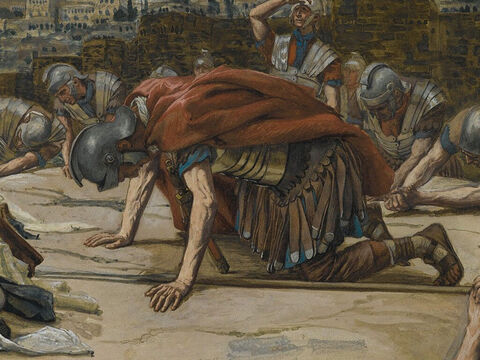 And when the Centurion, who stood there in front of the cross, saw how Jesus had died, he said, ‘Surely this man was the Son of God!’ <br/>(Mark 15:39). <br/>The Confession of the Centurion - James Tissot - Brooklyn Museum. – Slide 16