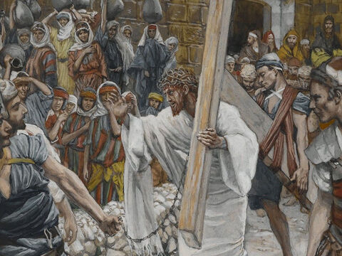 Jesus turned and told the weeping women, ‘Daughters of Jerusalem, don’t weep for me, but weep for yourselves and for your children.’ He spoke of future events when Jerusalem would be destroyed. <br/>(Luke 23:28-31). <br/>The Daughters of Jerusalem - James Tissot - Brooklyn Museum. – Slide 7