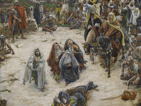 Near the cross of Jesus stood His mother, His mother’s sister, Mary the wife of Cleopas, and Mary Magdalene. <br/>(John 19:25). <br/>What Our Lord Saw from the Cross - James Tissot - Brooklyn Museum. – Slide 20