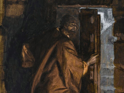 Jesus tells Judas, ‘What you are about to do, do quickly.’ The other disciples thought Jesus was telling Judas to buy what was needed for the festival, or to give something to the poor. Judas went out to betray Jesus.  <br/>(John 13:27-30). <br/>Judas Leaves the Cenacle - James Tissot - Brooklyn Museum. – Slide 7
