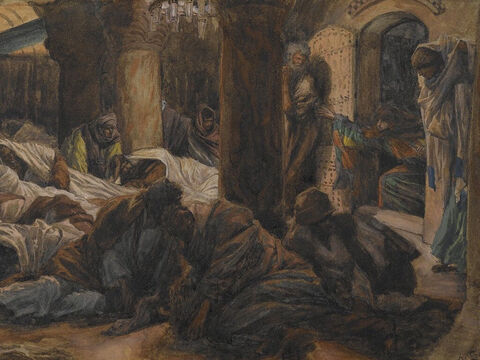 The women rushed to tell the eleven disciples what had happened. But they did not believe the women, because their words seemed to them like nonsense. <br/>(Luke 24:9-11). <br/>Mary Magdalene Runs to Tell the Apostles that the Body of Jesus is No Longer in the Tomb - James Tissot - Brooklyn Museum. – Slide 9
