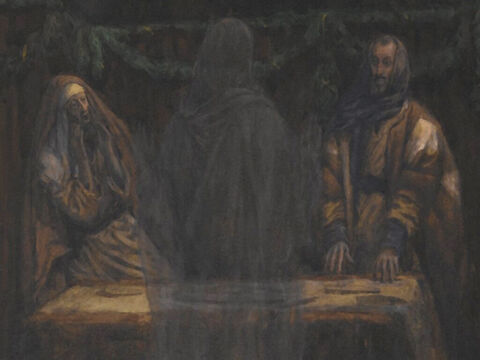 That same day two disciples were going to a nearby village called Emmaus. Jesus came and started talking with them but they did not recognize Him. <br/>Beginning with Moses and all the Prophets, He explained to them what was said in all the Scriptures about the suffering, death and resurrection of the Messiah. <br/>(Luke 24:13-27). <br/>Pilgrims of Emmaus on the Road - James Tissot - Brooklyn Museum. – Slide 11