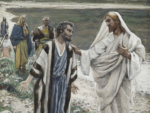 After they had eaten Jesus spoke with Peter asking three times if he loved Him. Three times Peter replied that he did. <br/>Jesus responded each time by telling Peter to feed His lambs and sheep. <br/>(John 21:15-25) <br/>Feed my Lambs - James Tissot - Brooklyn Museum. – Slide 18