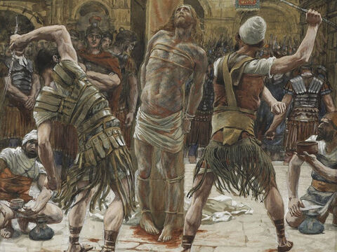 The whip used had leaded thongs. <br/>(Luke 23:16). <br/>The Scourging on the Front - James Tissot - Brooklyn Museum. – Slide 14