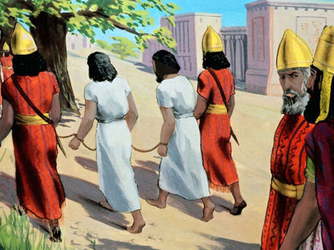 The children of Israel either escaped, were killed, or taken to Babylon to be slaves. – Slide 27