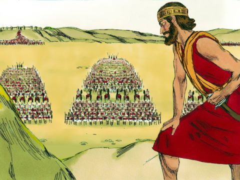 Uzziah had a well-trained army, ready to go out by divisions as organised by Jeiel the secretary and Maaseiah the officer under the direction of Hananiah, one of the royal officials. The total number of family leaders over the fighting men was 2,600. Under their command was an army of 307,500 men trained for war, a powerful force to support the king against his enemies. Uzziah provided shields, spears, helmets, coats of armour, bows and slingstones for the entire army. – Slide 10