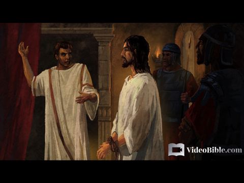 Pilate called together the chief priests, the rulers and the people, and said to them, ‘You brought me this man as one who was inciting the people to rebellion. I have examined Him in your presence and have found no basis for your charges against Him. Neither has Herod, for he sent Him back to us; as you can see, He has done nothing to deserve death. Therefore, I will punish Him and then release Him.’ <br/>Luke 23:13–17 – Slide 8