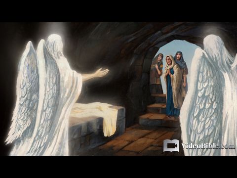 On the first day of the week, very early in the morning, the women took the spices they had prepared and went to the tomb. They found the stone rolled away from the tomb, but when they entered, they did not find the body of the Lord Jesus. While they were wondering about this, suddenly two men in clothes that gleamed like lightning stood beside them. In their fright the women bowed down with their faces to the ground, but the men said to them, ‘Why do you look for the living among the dead? He is not here; He has risen! Remember how He told you, while He was still with you in Galilee: “The Son of Man must be delivered over to the hands of sinners, be crucified and on the third day be raised again.”’ Then they remembered His words. <br/>Luke 24:1-8 – Slide 12