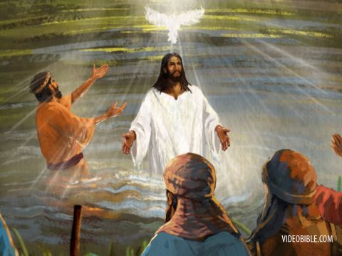 Then John gave this testimony: “I saw the Spirit come down from heaven as a dove and remain on Him. And I myself did not know Him, but the one who sent me to baptise with water told me, ‘The man on whom you see the Spirit come down and remain is the one who will baptize with the Holy Spirit.’ I have seen and I testify that this is God’s Chosen One.” – Slide 14