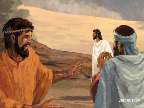 The next day John was there again with two of his disciples.  When he saw Jesus passing by, he said, “Look, the Lamb of God!” – Slide 15