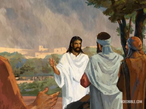 When the two disciples heard him say this, they followed Jesus. Turning around, Jesus saw them following and asked, “What do you want?” <br/>They said, “Rabbi (which means 'Teacher'), where are you staying?” – Slide 16