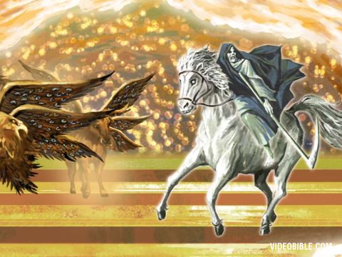 I looked, and there before me was a pale horse! Its rider was named Death, and Hades was following close behind him. – Slide 8