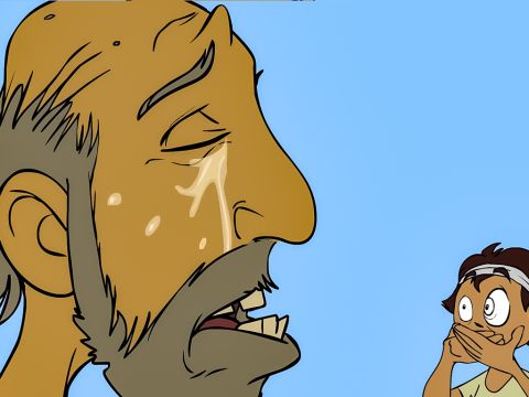 … where He spit into the man's eyes. – Slide 5