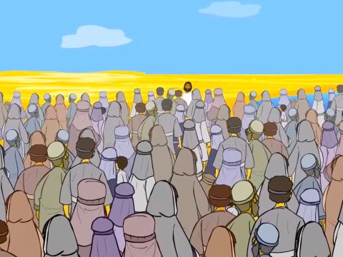 One day another large crowd gathered around Jesus. – Slide 1