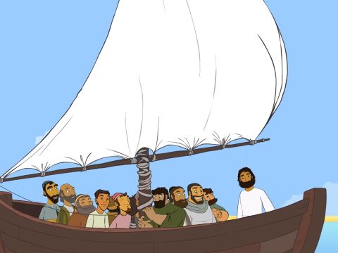 As soon as Jesus had sent the people away, He got into the boat with the disciples … – Slide 17