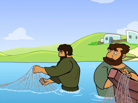 They were fishermen and were casting their nets into the lake. – Slide 10