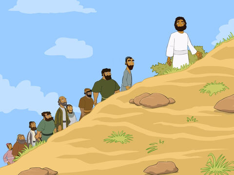 Jesus decided to ask some of His disciples to go up on a mountain with Him, and they went. – Slide 1