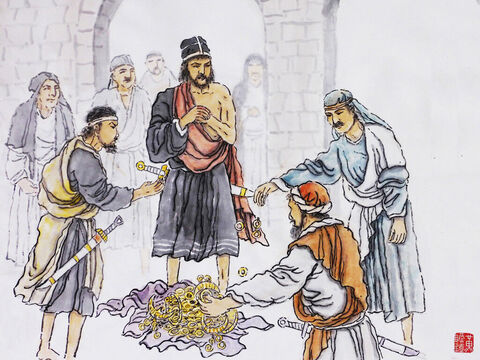 Judges 8:24-27 <br/>Gideon asked every man to donate one of the golden earrings they had looted from the defeated enemy. They spread out a garment and each willingly threw a ring from their plunder on to it.  <br/>Gideon made the gold into an ephod, which he placed in Ophrah, his town. The Israelites started worshiping it there, and it became a snare to Gideon and his family. – Slide 13