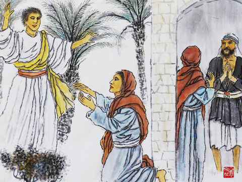 Again the Israelites turned away from God, so He handed them over to the Philistines, who oppressed them for forty years. <br/>A man named Manoah from the tribe of Dan lived in the town of Zorah. An angel appeared to Manoah’s wife and said, ‘Even though you have been unable to have children, you will soon become pregnant and give birth to a son. His hair must never be cut. For he will be dedicated to God as a Nazirite from birth. He will begin to rescue Israel from the Philistines.’ <br/>When Manoah heard this news he prayed for the angel to return and give him more instructions. – Slide 1