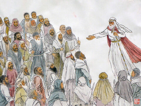 Moses chooses seventy elders. Numbers 11:16-26 <br/>(v16-17) Then the Lord said to Moses, ‘Summon before me seventy of the leaders of Israel; bring them to the Tabernacle, to stand there with you. I will come down and talk with you there, and I will take of the Spirit which is on you and will put it upon them also; they shall bear the burden of the people along with you, so that you will not have the task alone.’ – Slide 4