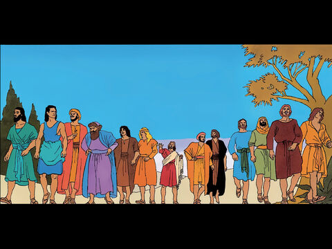 The twelve apostles return excited from their mission. They have done all that Jesus said. After this Jesus wants to go to a quiet place with them. But the crowd does not let them be… <br/>Jesus: ‘Look! The harvest is big, but the workers are few. Pray to the Lord of the harvest that He will send workers out to gather in the harvest.’ – Slide 10