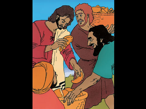 And gives them to the disciples to distribute. – Slide 6