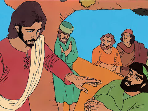 Jesus travels with His disciples through the north of Israel. He is telling everybody that God’s Kingdom is coming. His words are full of power and full of grace. He heals the sick and frees people of demonic powers. Many people follow Him. They even come from other provinces and from Jerusalem, the capital of Israel… – Slide 1