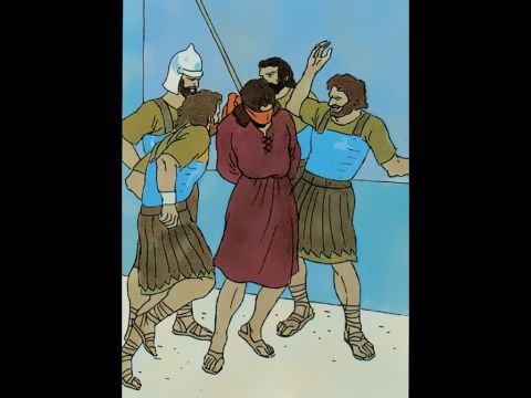 They begin to hit Him saying … – Slide 2