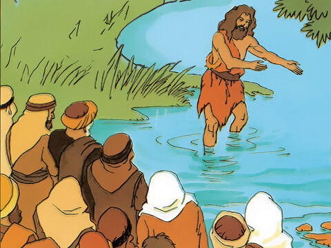 John: ‘Do you really want your life to be different? Come into this water to be baptised.’ – Slide 7