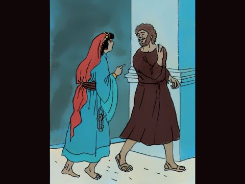 A servant girl on duty in the courtyard asks: ‘Weren’t you with Jesus of Galilee? <br/>Peter: ‘No! I don’t even know the man.’ – Slide 3