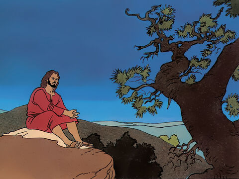 After feeding over 5,000 people with two loaves and five fish, Jesus stayed on the mountain to pray. – Slide 1