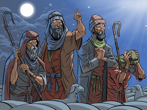 Shepherds in the fields near Bethlehem are told of the birth of a Saviour. <br/>Luke 2:8-20 – Slide 1